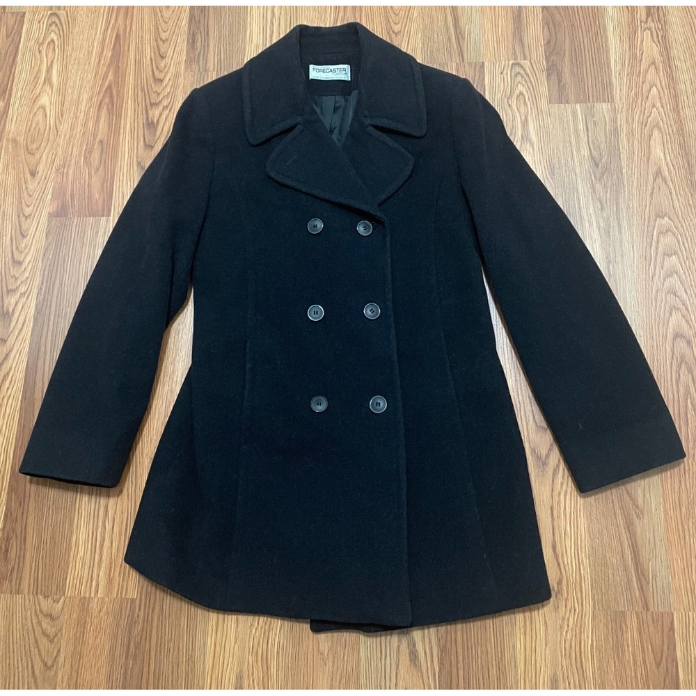 Forecaster Boston Peacoat Womens 8 Cashmere Wool Double Breasted Black